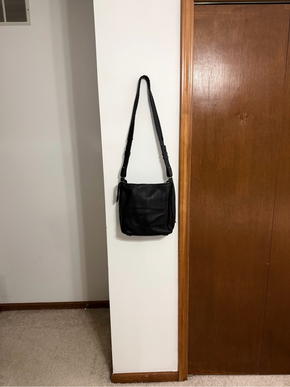 All Saints Black Leather Crossbody Shoulder Bag